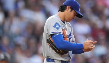 Ohtani gives up 5 runs, takes liner off thigh in Dodgers' loss