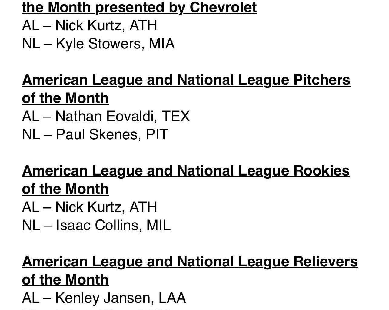 Kenley Jansen wins AL Reliever of the Month in July