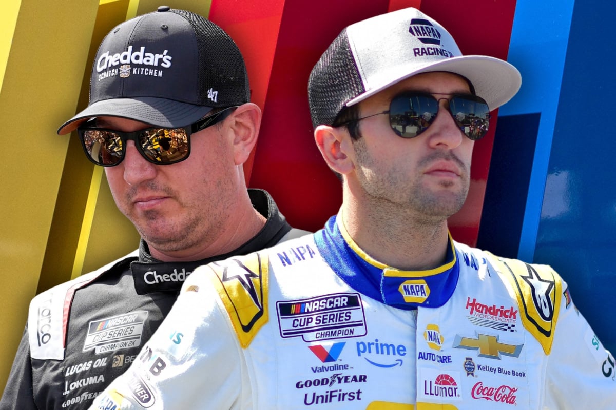 A composite image of NASCAR champions Kyle Busch and Chase Elliott