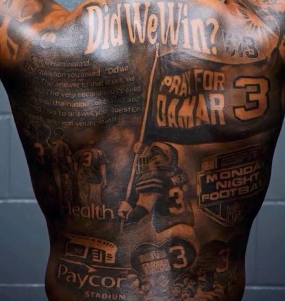 Damar Hamlin Back Tattoo Honors the 513