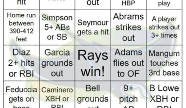 Rays vs Nationals Bingo, 8/30/2025