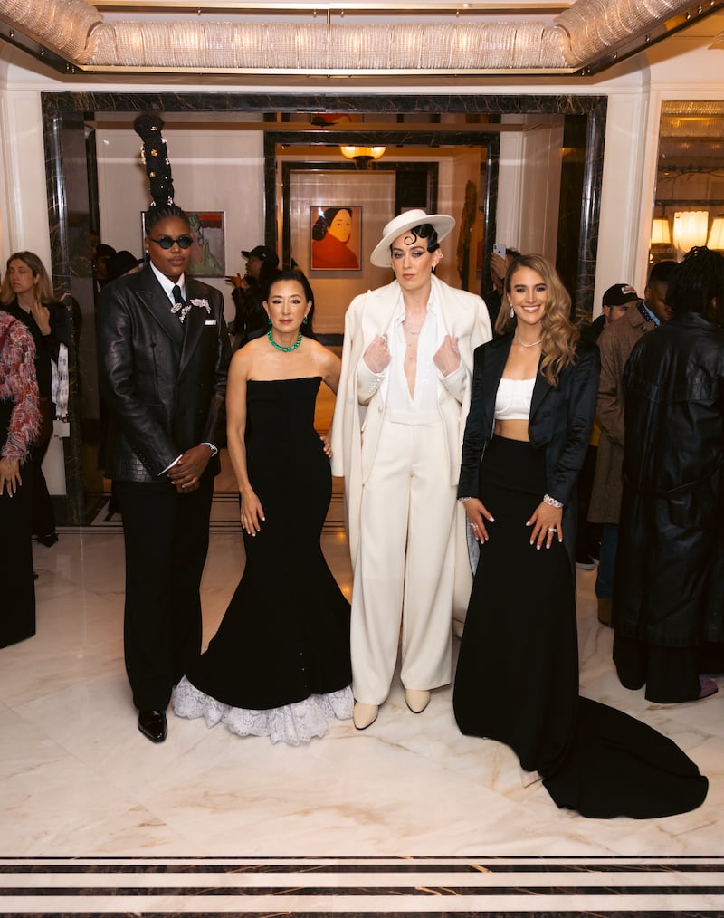 Jonquel Jones, team co-owner Clara Wu Tsai, Breanna Stewart and Sabrina Ionescu at the 2024 Met Gala.