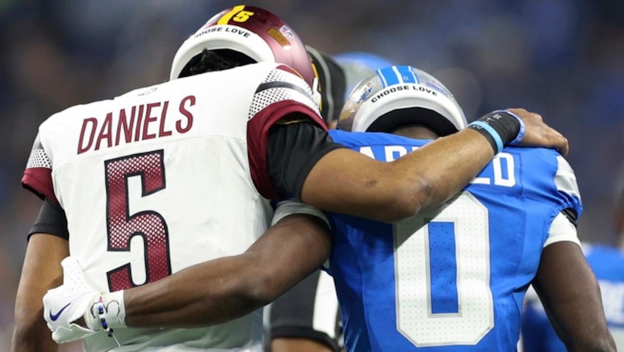 Asked to name a player in the Detroit training camp who is being overlooked, Amon-Ra St. Brown said cornerback Terrion Arnold “looks real good. I’m excited for him.”