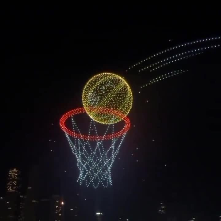 China greeted steph with a drone show of a three-pointer with his signature on the ball.