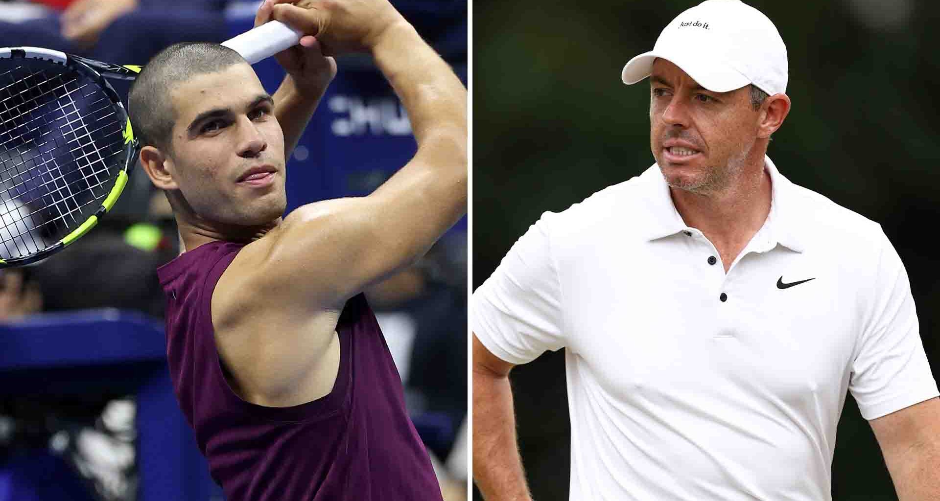 Carlos Alcaraz dedicated his first-round US Open win on Monday night to meeting golfer Rory McIlroy.