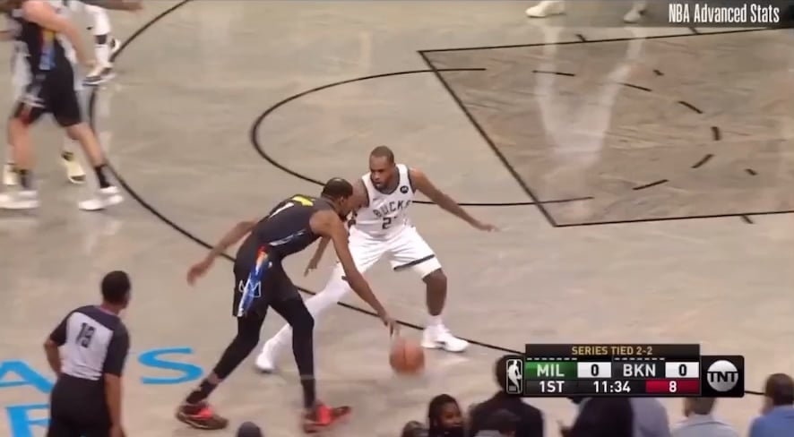 Throwback to KD's legendary game 5 comeback vs MIL where he dropped 49pts/17reb/10ast/3stl/2blk on 16/23 shooting with no Kyrie and Harden playing on 1 hamstring.