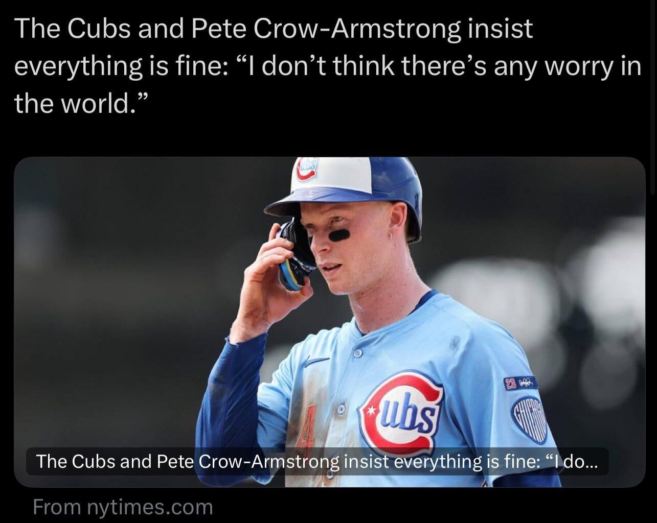 PCA says he doesn’t have any worries about the Cubs’ 2nd half slump. Thoughts?