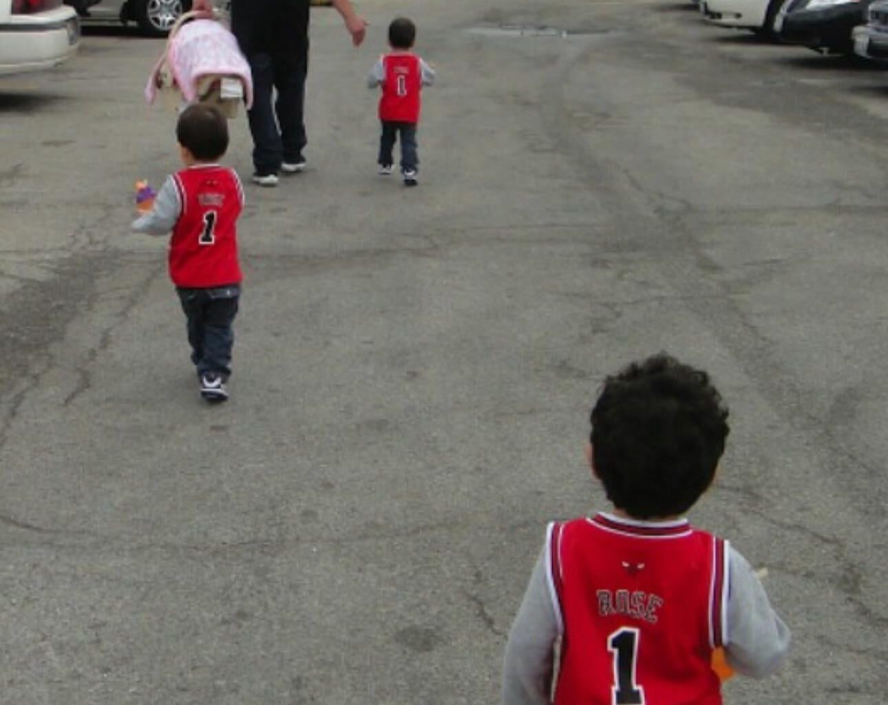 Congratulations D-Rose. Here’s a picture of me carrying my daughter with my Triplet Boys behind me. All of us wearing D-Rose jerseys