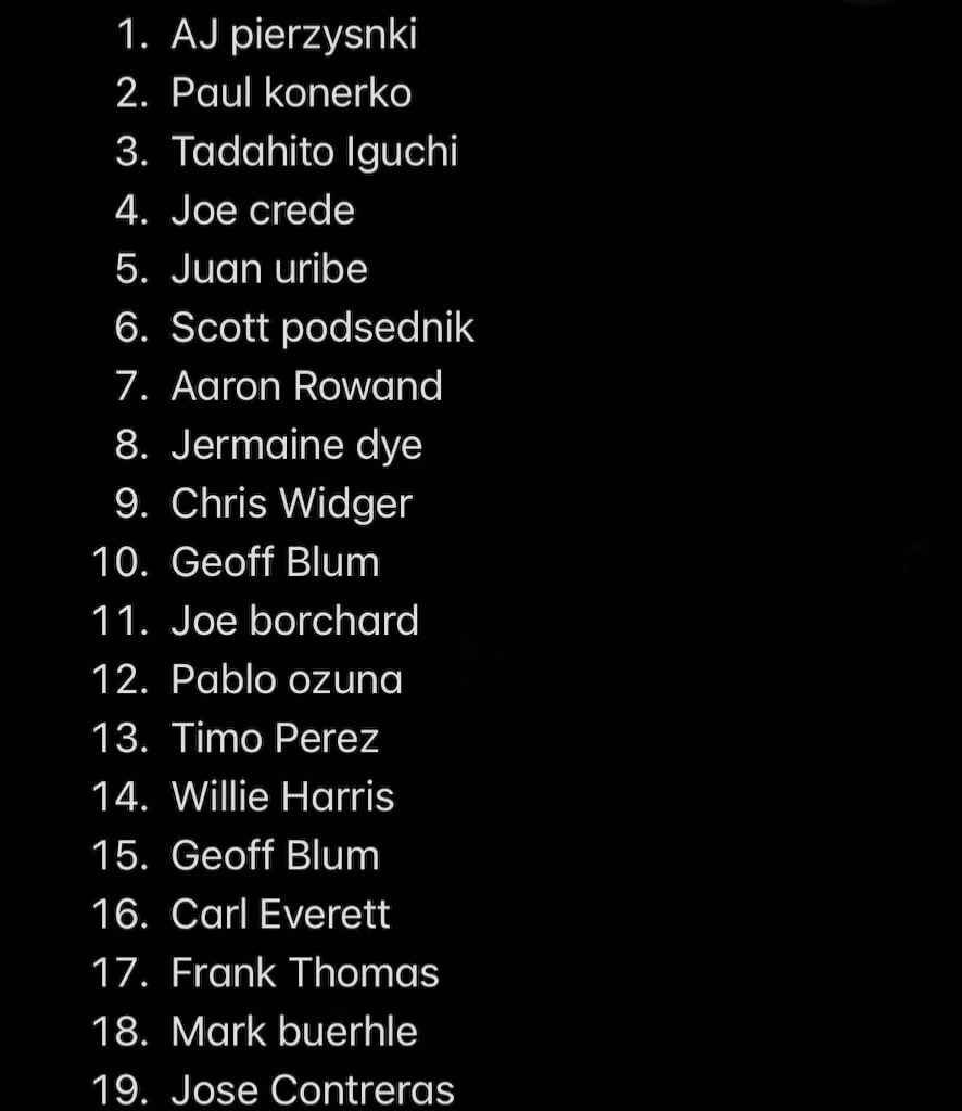 I recently had a 10 hour international flight and wanted to see how many White Sox players I could name