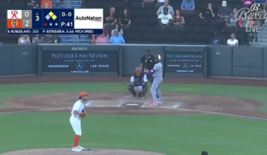 Mariners OF Victor Robles, in a rehab assignment at Tacoma, gets hit by a pitch and responds by throwing his bat towards the mound. He then advances towards the pitcher before being stopped by the umpire and teammates. He was obviously ejected