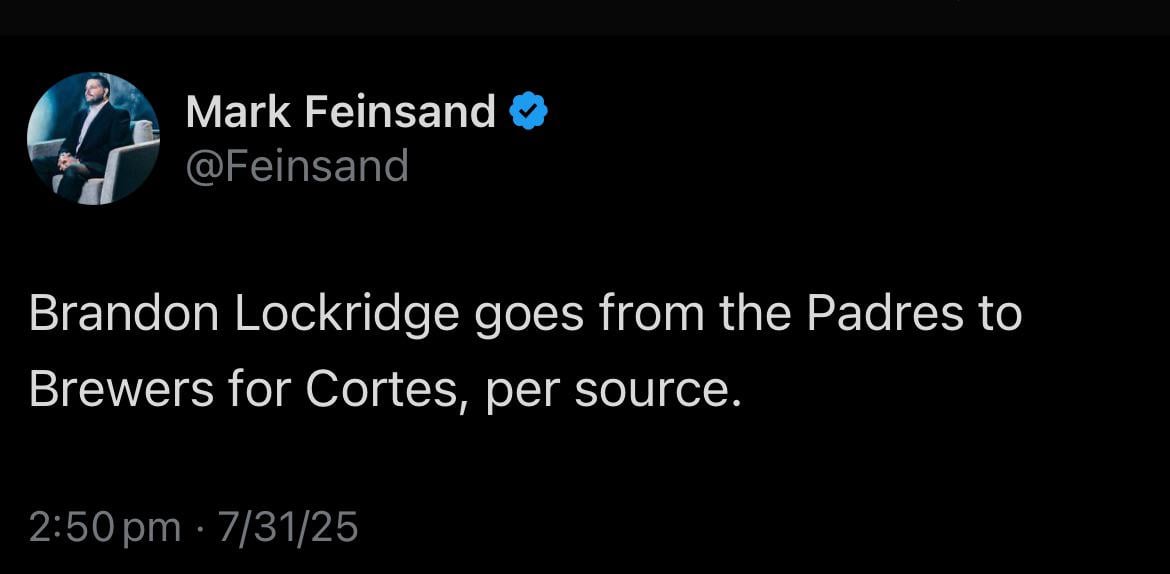 [Feinsand] Brandon Lockridge goes from the Padres to Brewers for Nestor Cortes, per source.