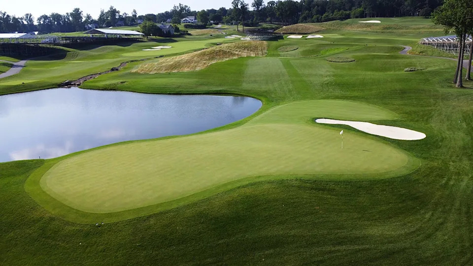 No. 17 of Caves Valley Golf Club in Owings Mills, Maryland, site of the 2025 BMW Championship.