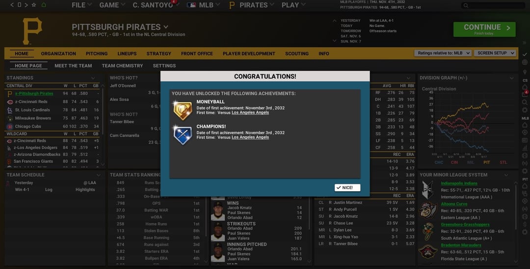 My OOTP resume for GM