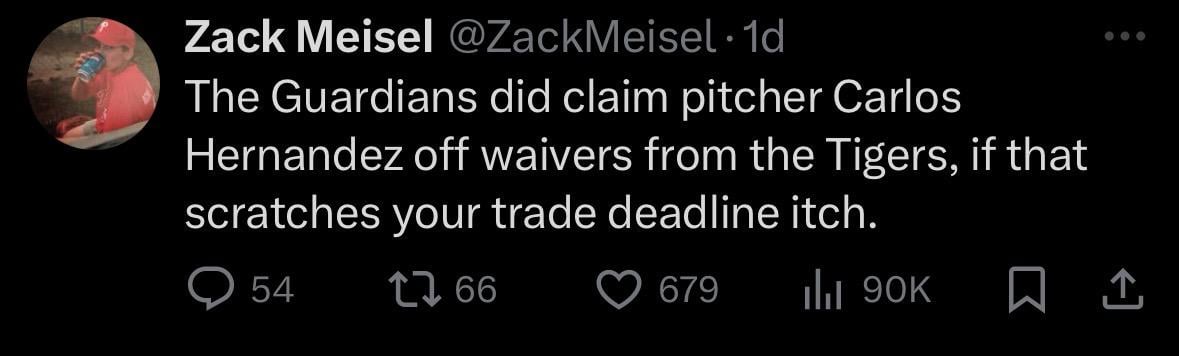 Carlos Hernandez goes to Cleveland after being DFA’d in Detroit