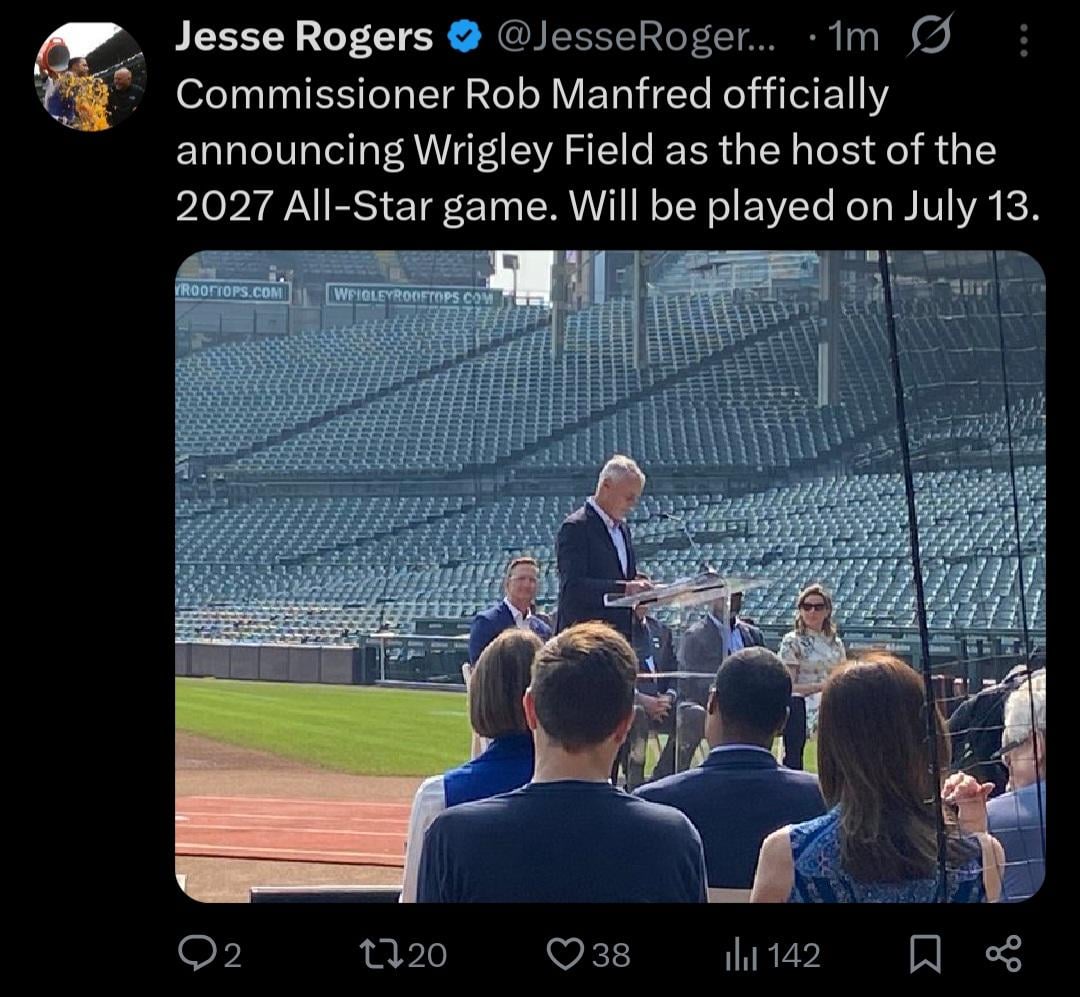 Cubs ASG officially announced for 2027