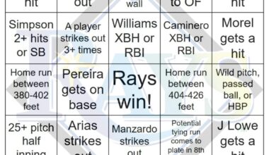 Rays vs Guardians Bingo, 8/26/2025