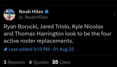 Ryan Borucki, Jared Triolo, Kyle Nicolas and Thomas Harrington are all called up. Per Noah Hiles.