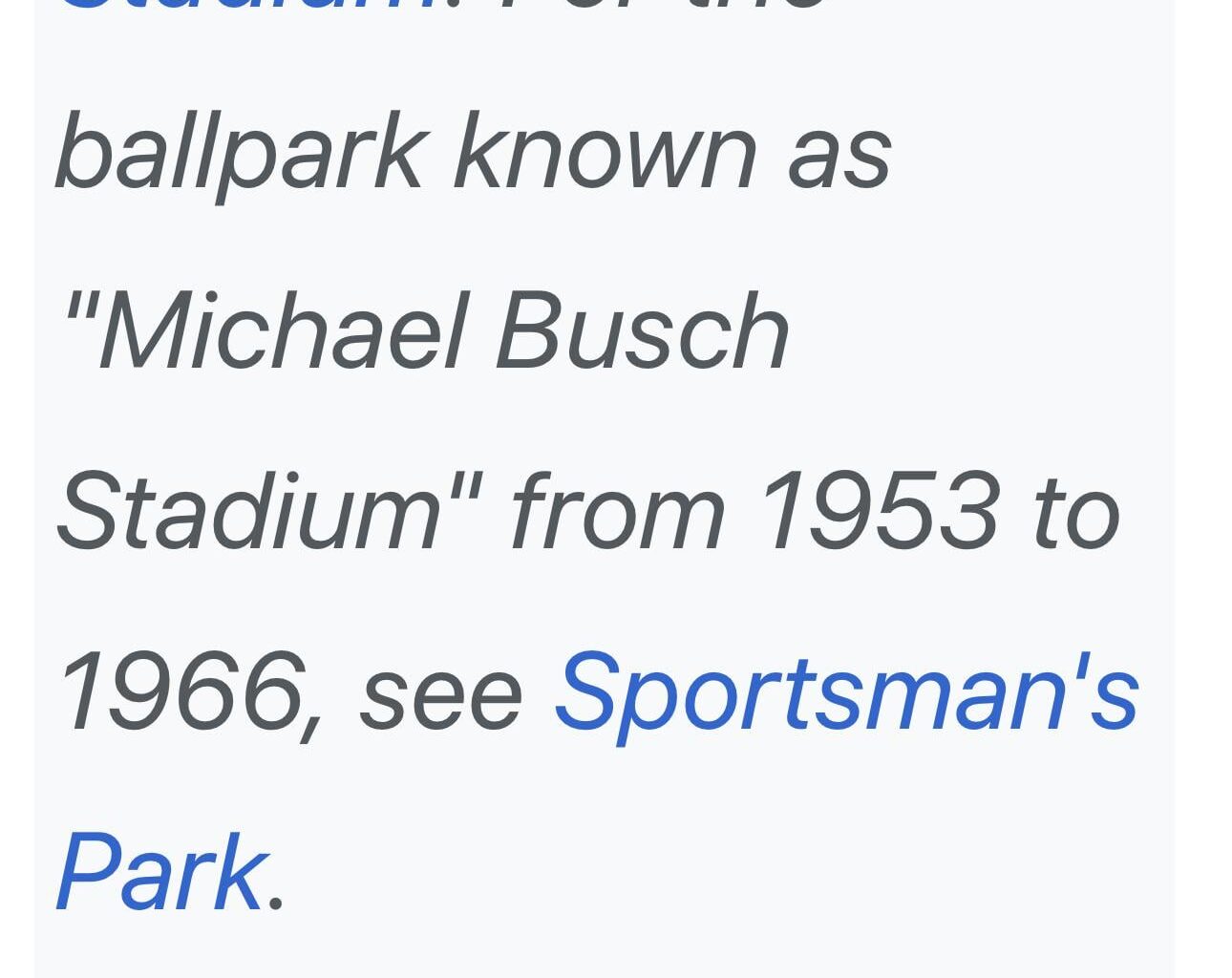 That’s funny, I don’t remember Sportsman Park being called that name…