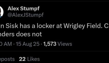 Evan Sisk has a locker at Wrigley and Cam Sanders dose not according Alex Stumpf move should happen soon.