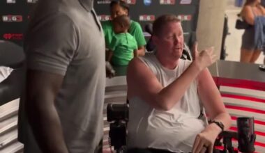 Shaq & Shawn Bradley at the BIG3.
Shawn Bradley is in a wheelchair due to a spinal cord injury he sustained in a bicycle accident in January 2021