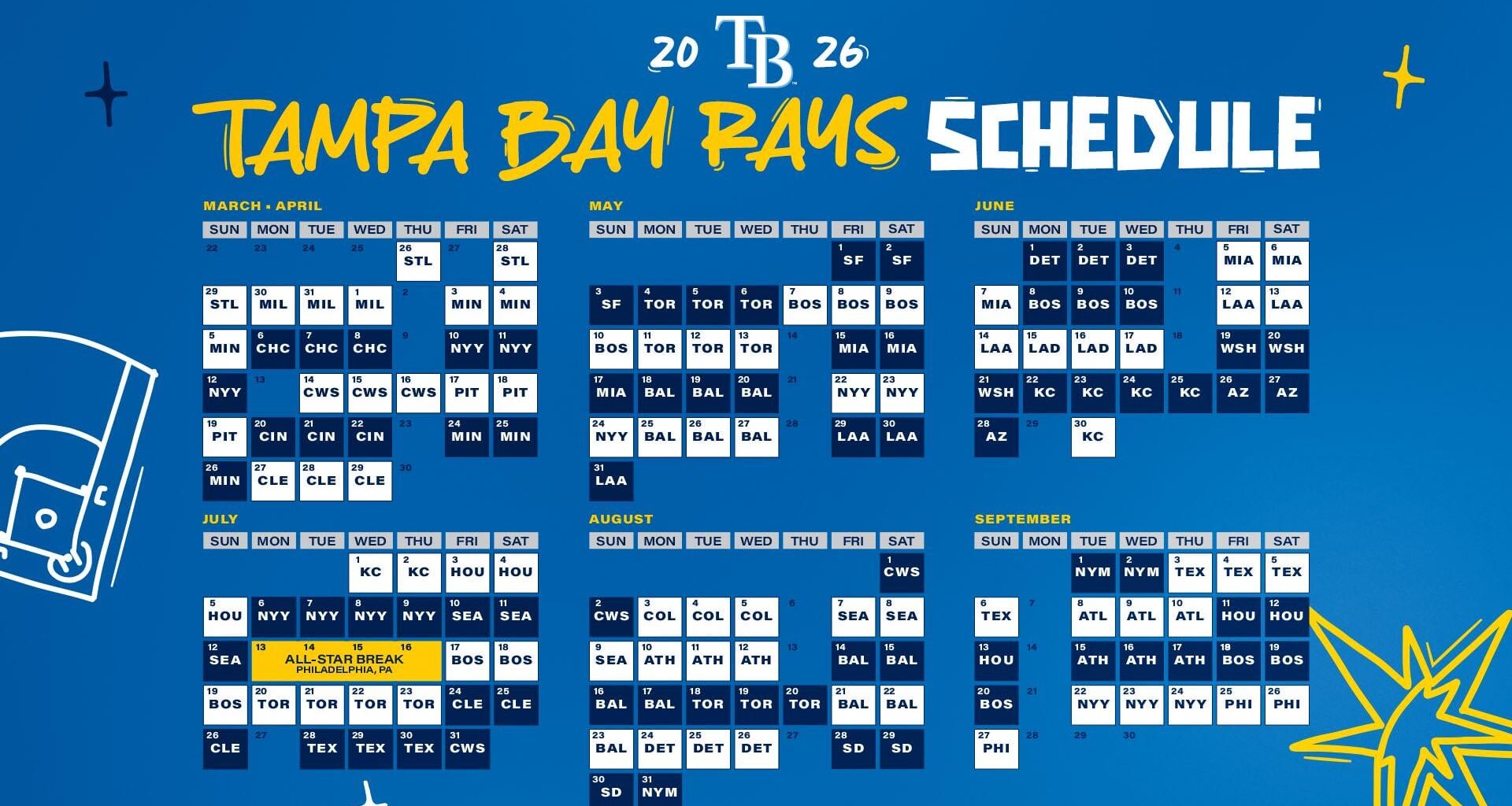 Tampa Bay Rays 2026 Schedule