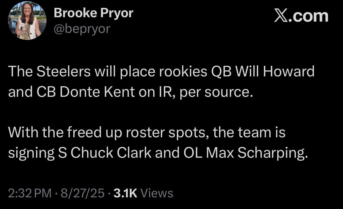 Rookies QB Will Howard and CB Donte Kent heading to the IR