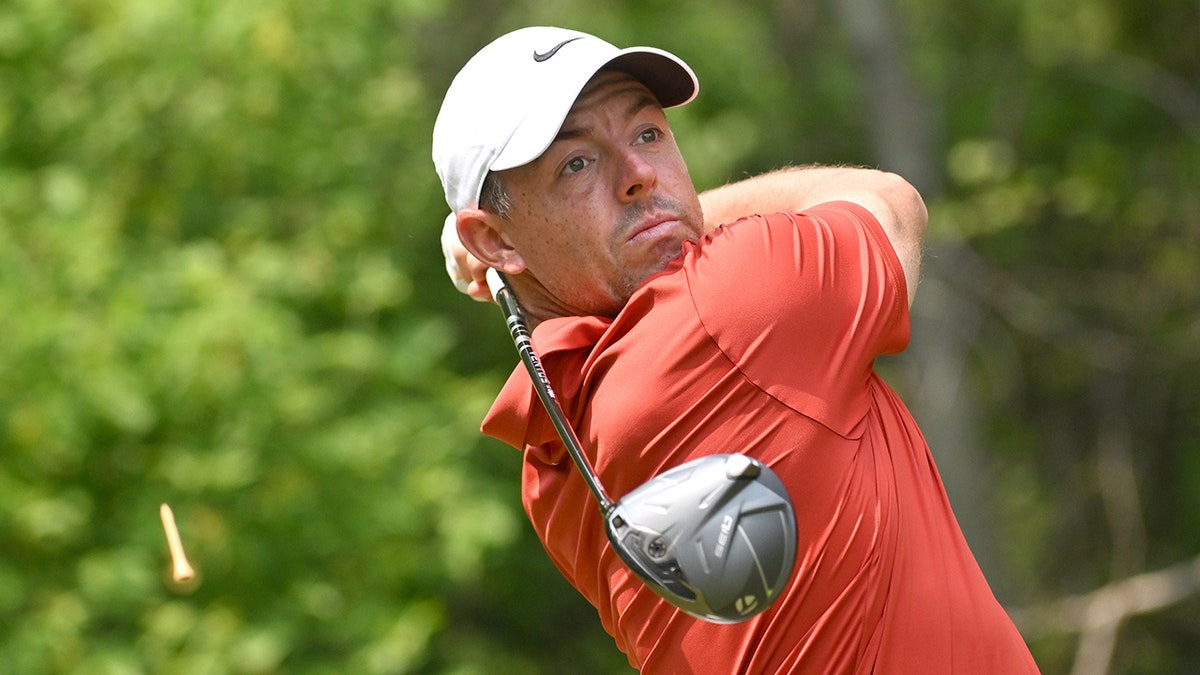 Rory McIlroy hits tee shot