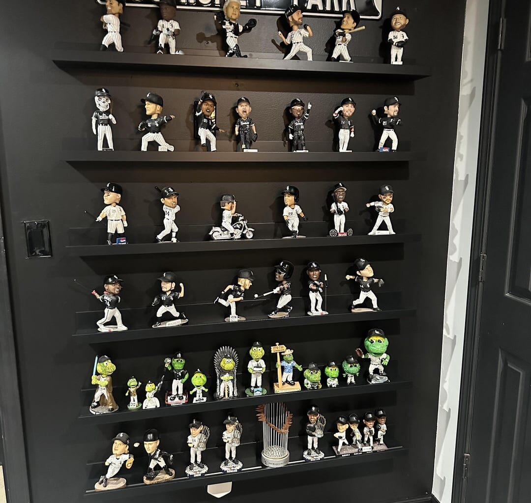 How was running out of room with my Bobble Head collection so I had to created wall for them .