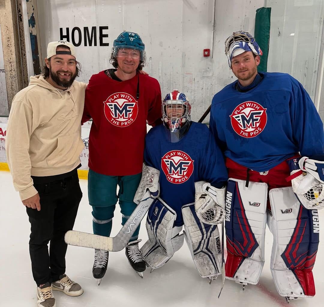 Jonathan Quick, Carter Quick, Tyler Toffoli, and Drew Doughty