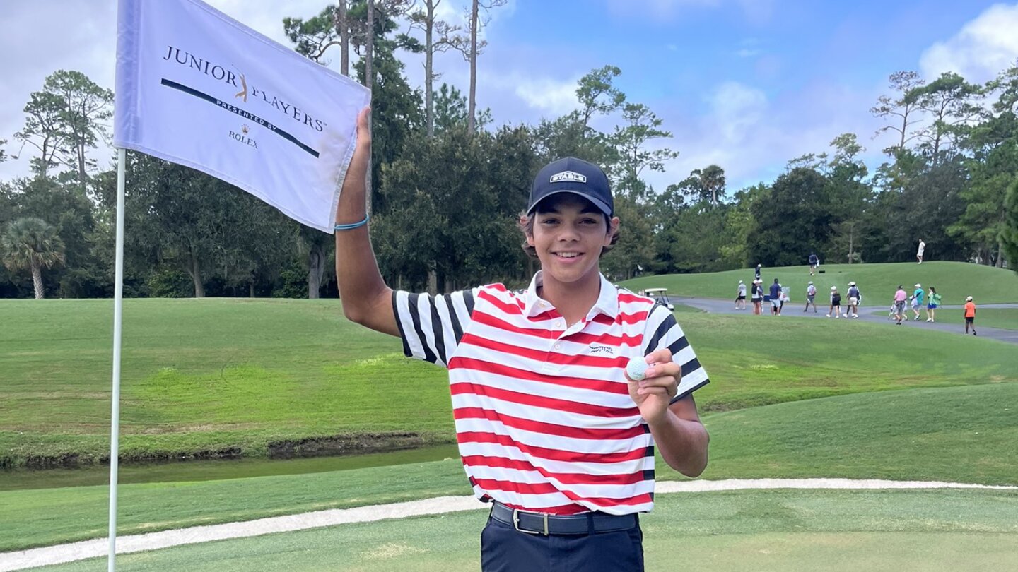 Watch: Charlie Woods aces TPC Sawgrass' third hole during AJGA Junior Players