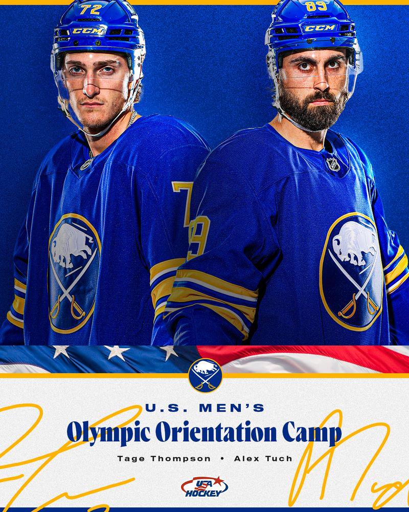 Tage Thompson and Alex Tuch will be among the 44 players attending the U.S. Men's Olympic Orientation Camp this month in Michigan.