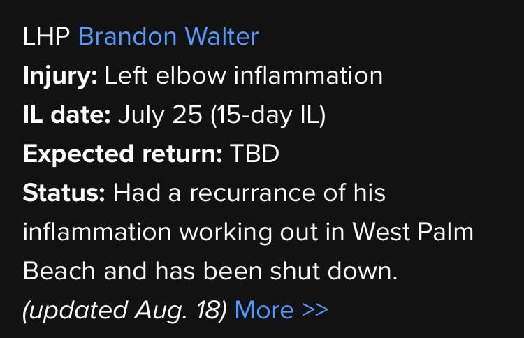Brandon Walter Update