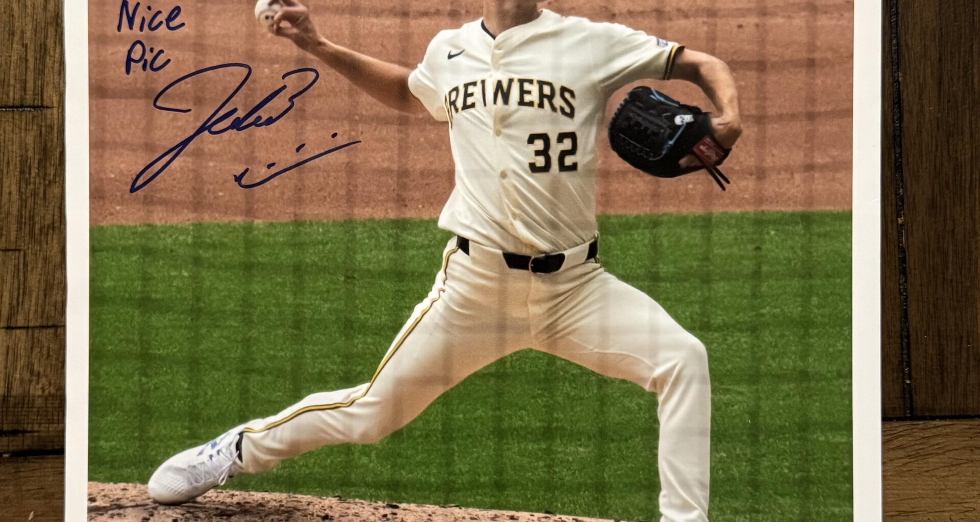 Got to meet Jacob Misiorowski tonight and got his autograph on a picture I took of him pitching. He even inscribed “Nice Pic” without me asking him to, or paying for it. He was all smiles and having a great time. He truly is a kid living his dream.