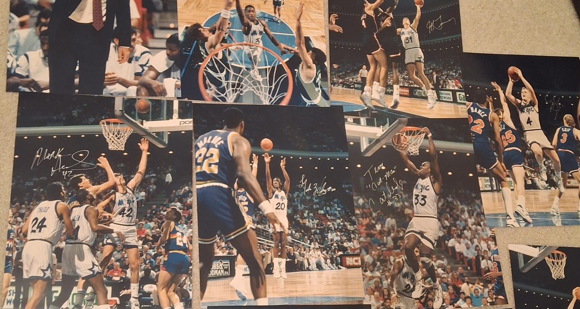 Now, this is an amazing find. All signed, memorabilia. Someone took the time out to make these pictures big and get them signed probably one of a kind.