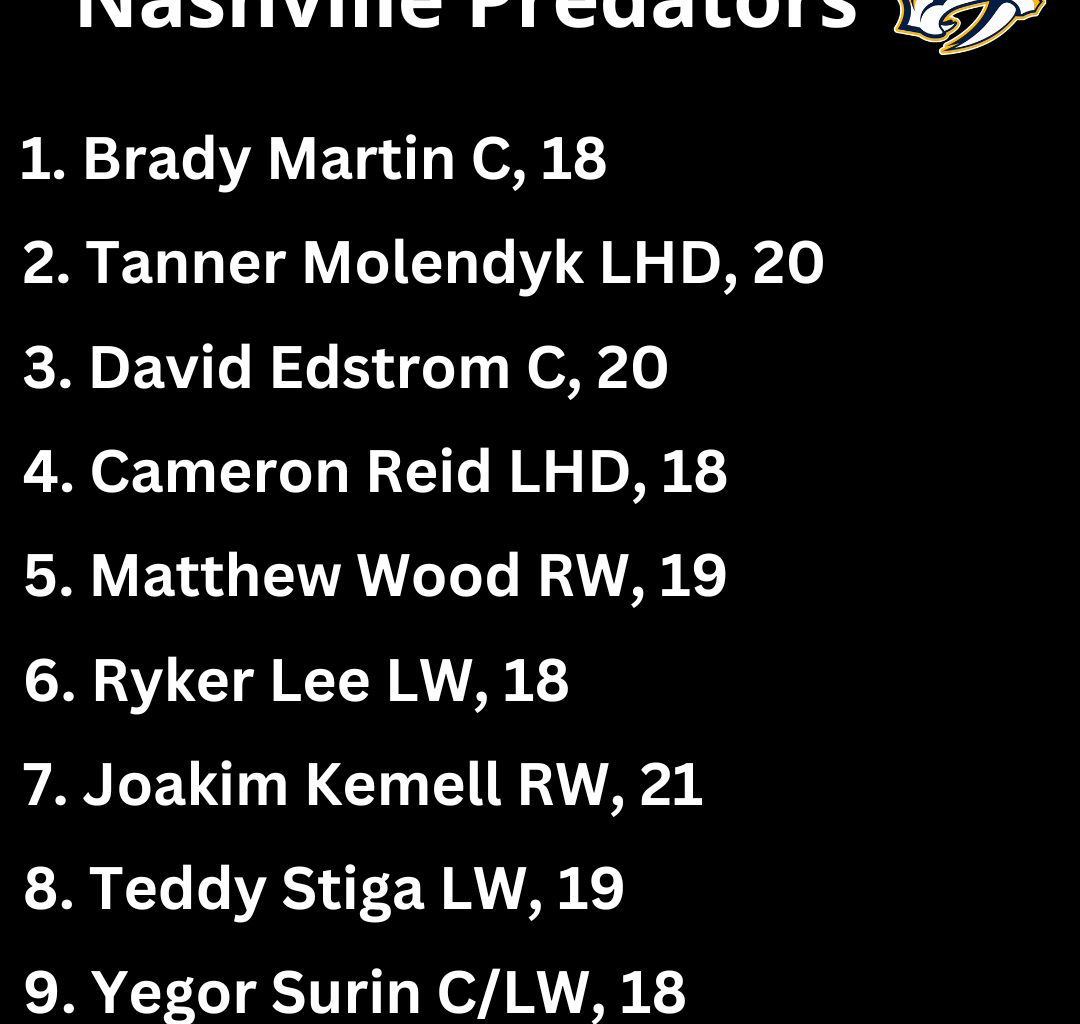 Top 10 prospects of the Nashville Predators