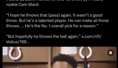 Jarvis Brownlee Jr fires back at Colts LB Zaire Franklin after Franklin said Cam Ward’s first TD “wasn’t good”