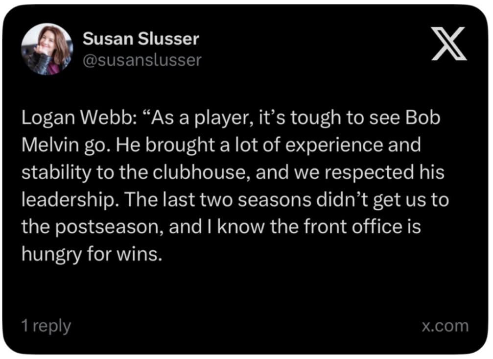 Logan Webb on Bob Melvin’s dismissal