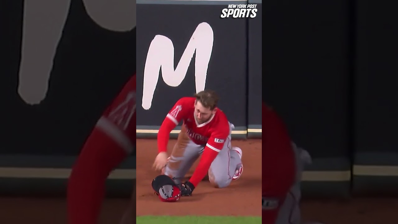 Angels' Taylor Ward SLAMS into outfield wall 💥 #shorts