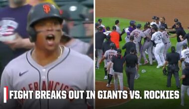 PUNCHES THROWN after Rafael Devers hits a homer & lets the Rockies hear it | ESPN MLB