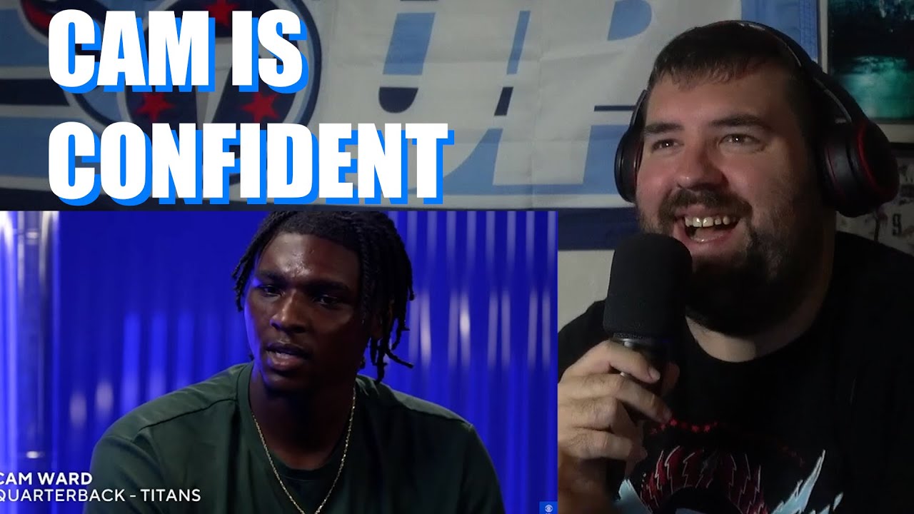 Tennessee Titans fan is so happy watching Cam Ward interview where he proves he's a DOG