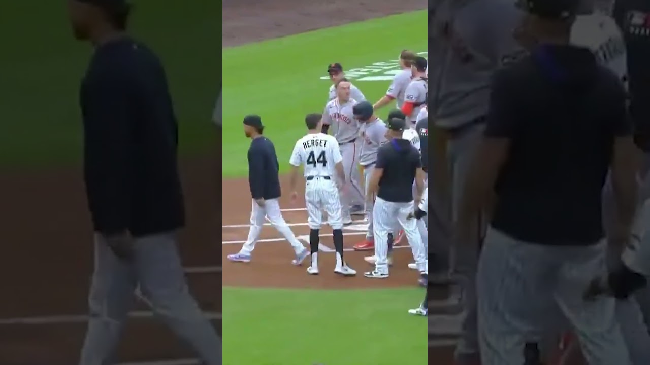 Brawl in Colorado as Rockies and Giants go at it after Rafael Devers admires a 2 run HR #shorts
