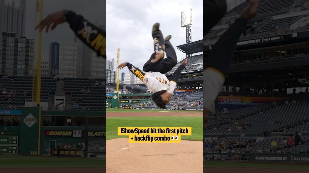 ⁠@IShowSpeed hit the first pitch + backflip combo 👀