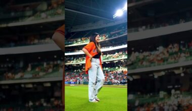 Maria Hader threw out today’s Ceremonial First Pitch🧡 #mlb #houston #astros #houstonastros