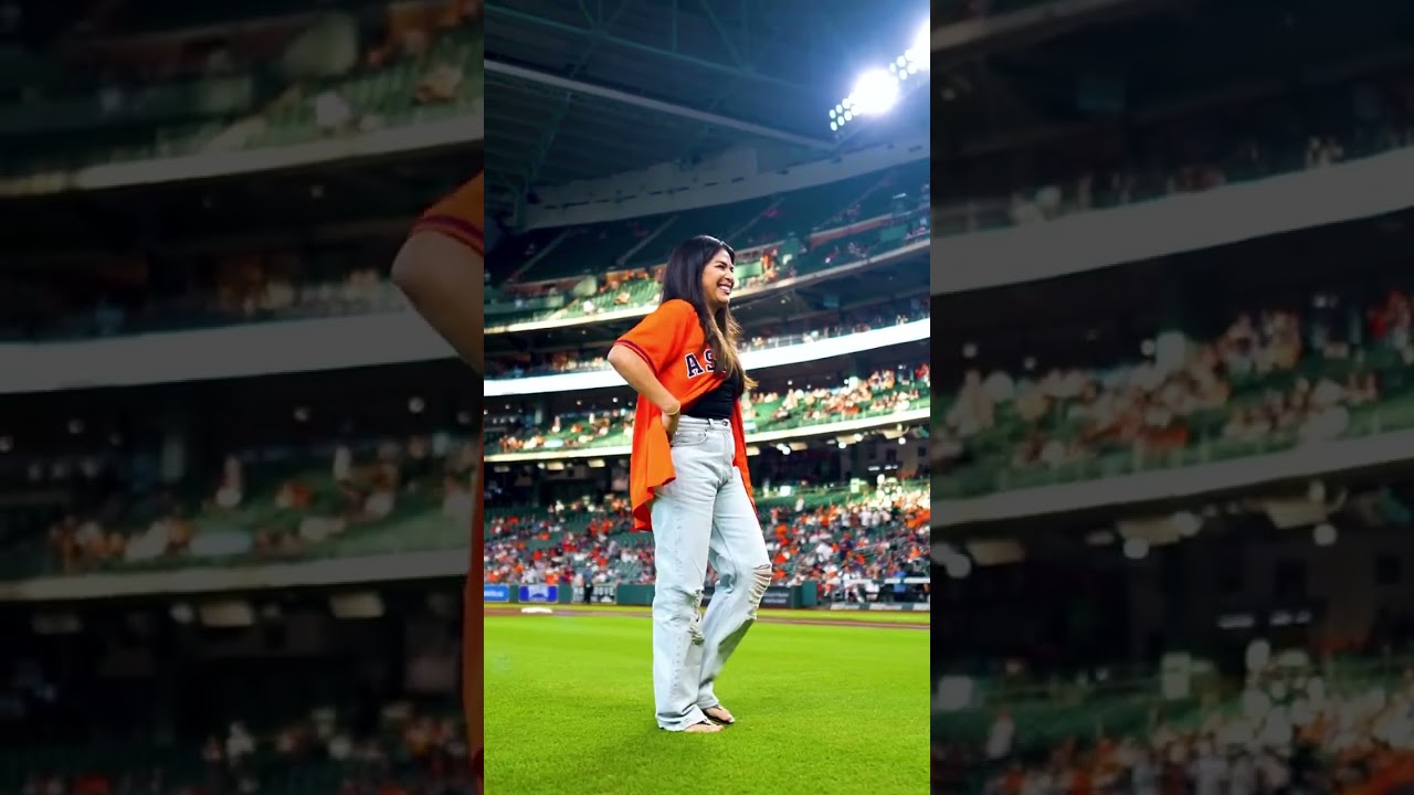 Maria Hader threw out today’s Ceremonial First Pitch🧡 #mlb #houston #astros #houstonastros