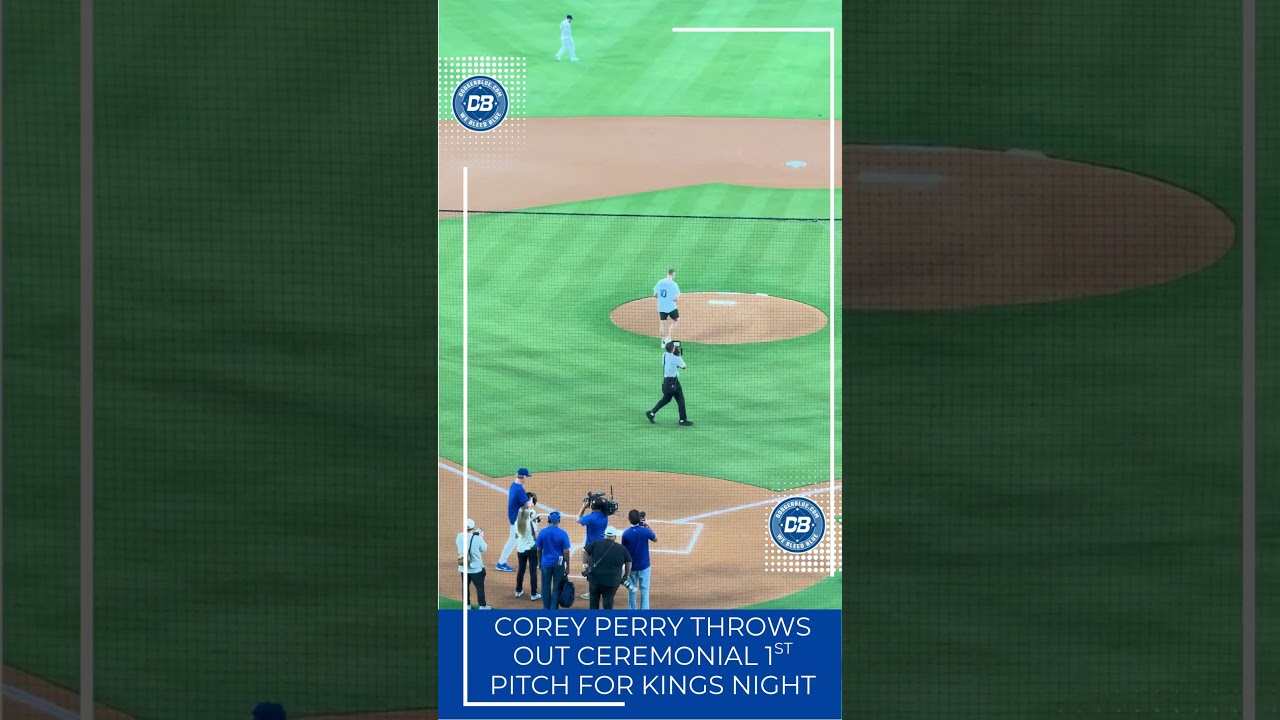 Corey Perry throws out ceremonial 1st pitch for LA Kings night at Dodger Stadium #Dodgers #Kings