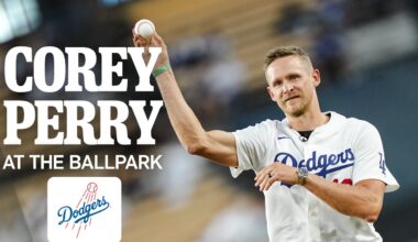 LA Kings Legend Corey Perry Throws First Pitch at Los Angeles Dodgers Game!