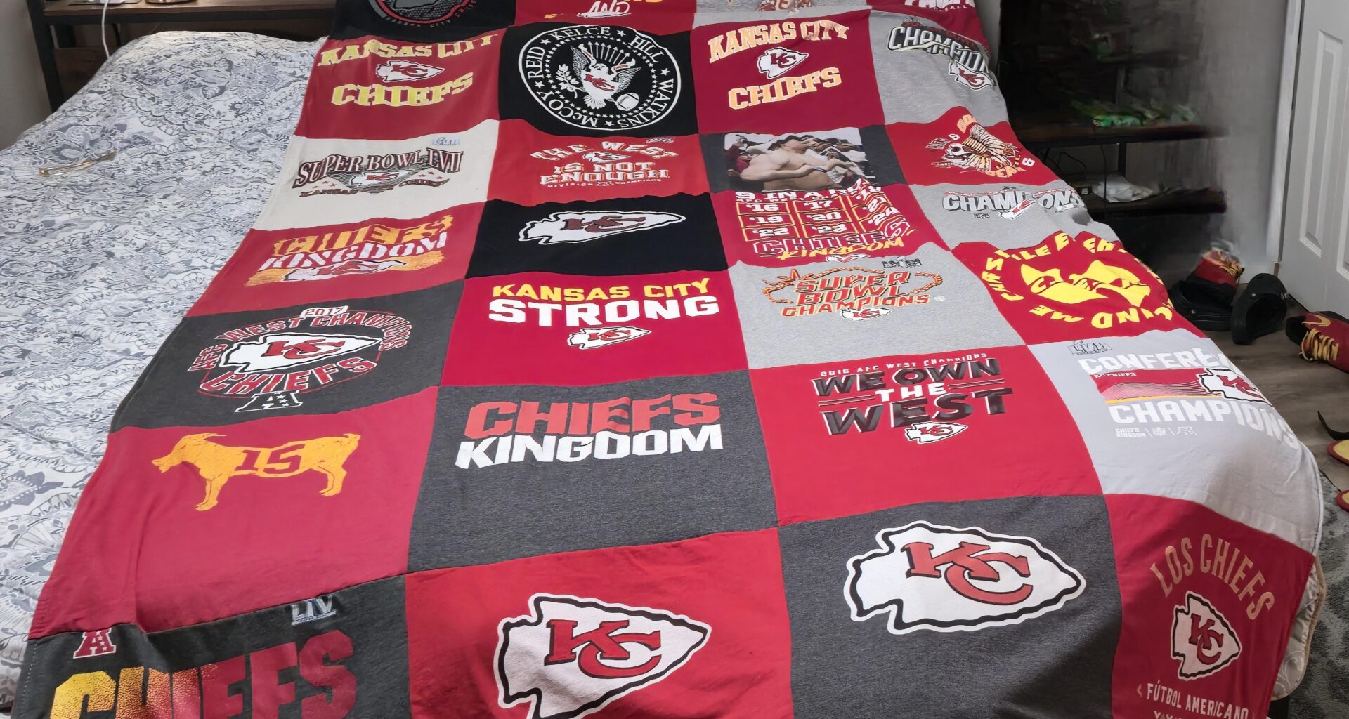 Old T shirts made into a blanket