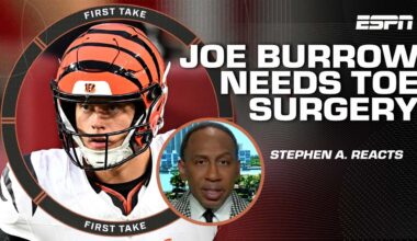 Stephen A. Smith is 'DEVASTATED' for Joe Burrow needing surgery | First Take