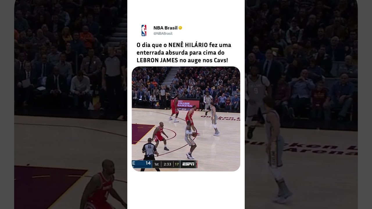 ABSOLUTE CINEMA essa dunk do Nenê na cabeça do Papai LeBron! 🔨 😂#NBA  #LeBronJames #shorts