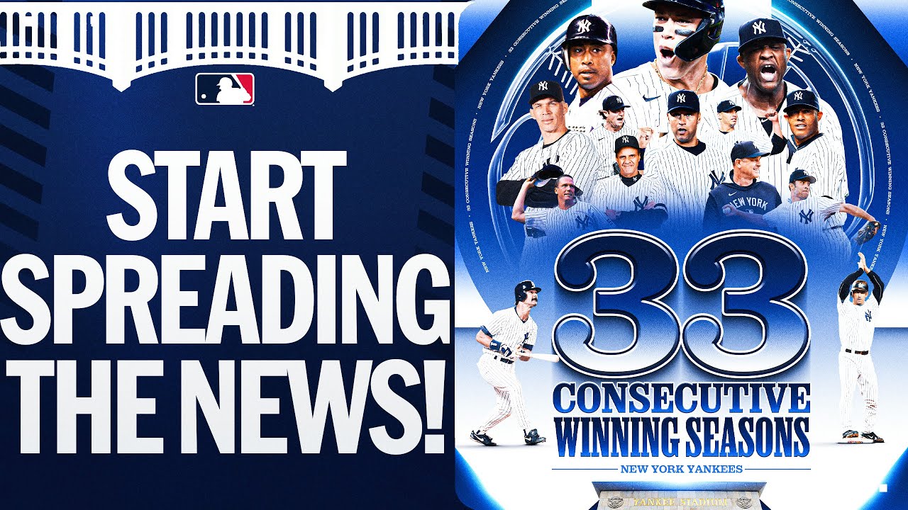 START SPREADING THE NEWS! 🗞️ The New York Yankees have had 33 consecutive winning seasons! 💪